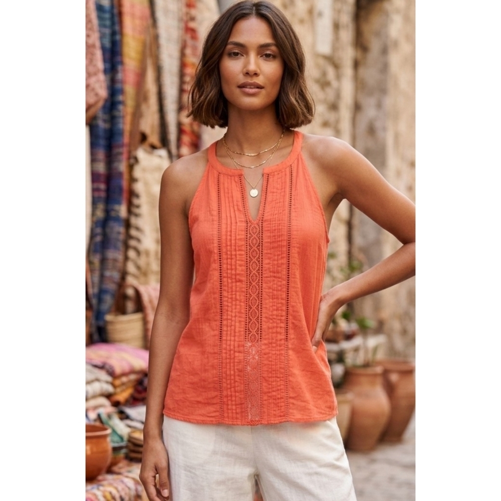 Old Navy Sheer Lace Halter Tank Top